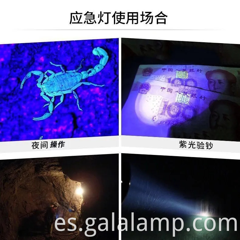 Faros UV recargables con 395 nm LED para pesca nocturna y caza de escorpiones